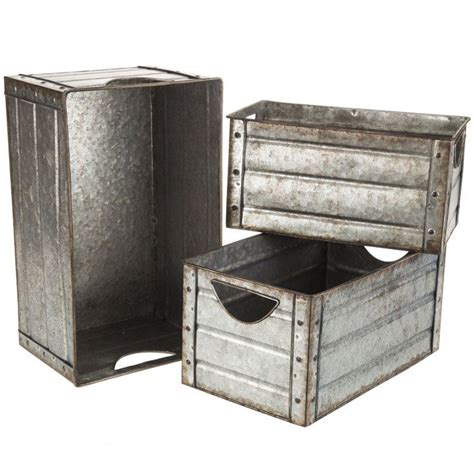 galvanised metal storage boxes|galvanized metal rectangle container set.